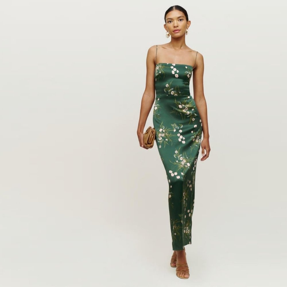 Reformation – Frankie Silk Dress in Buena (WORN TWICE)